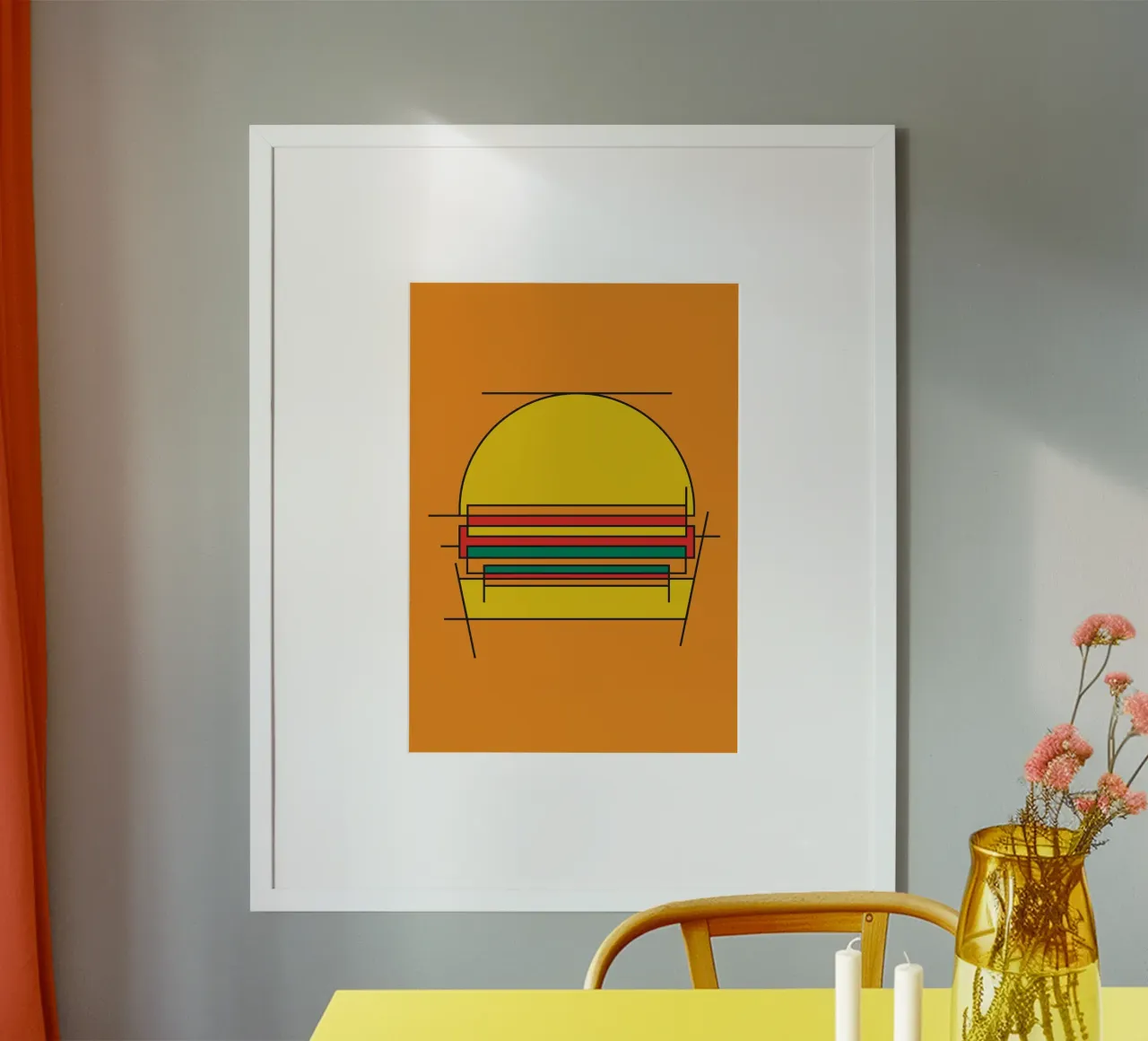 Schizzo astratto della linea Burger bauhaus poster da Family Bauhaus Art