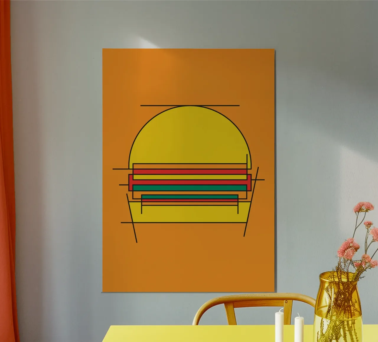 Schizzo astratto della linea Burger bauhaus poster da Family Bauhaus Art