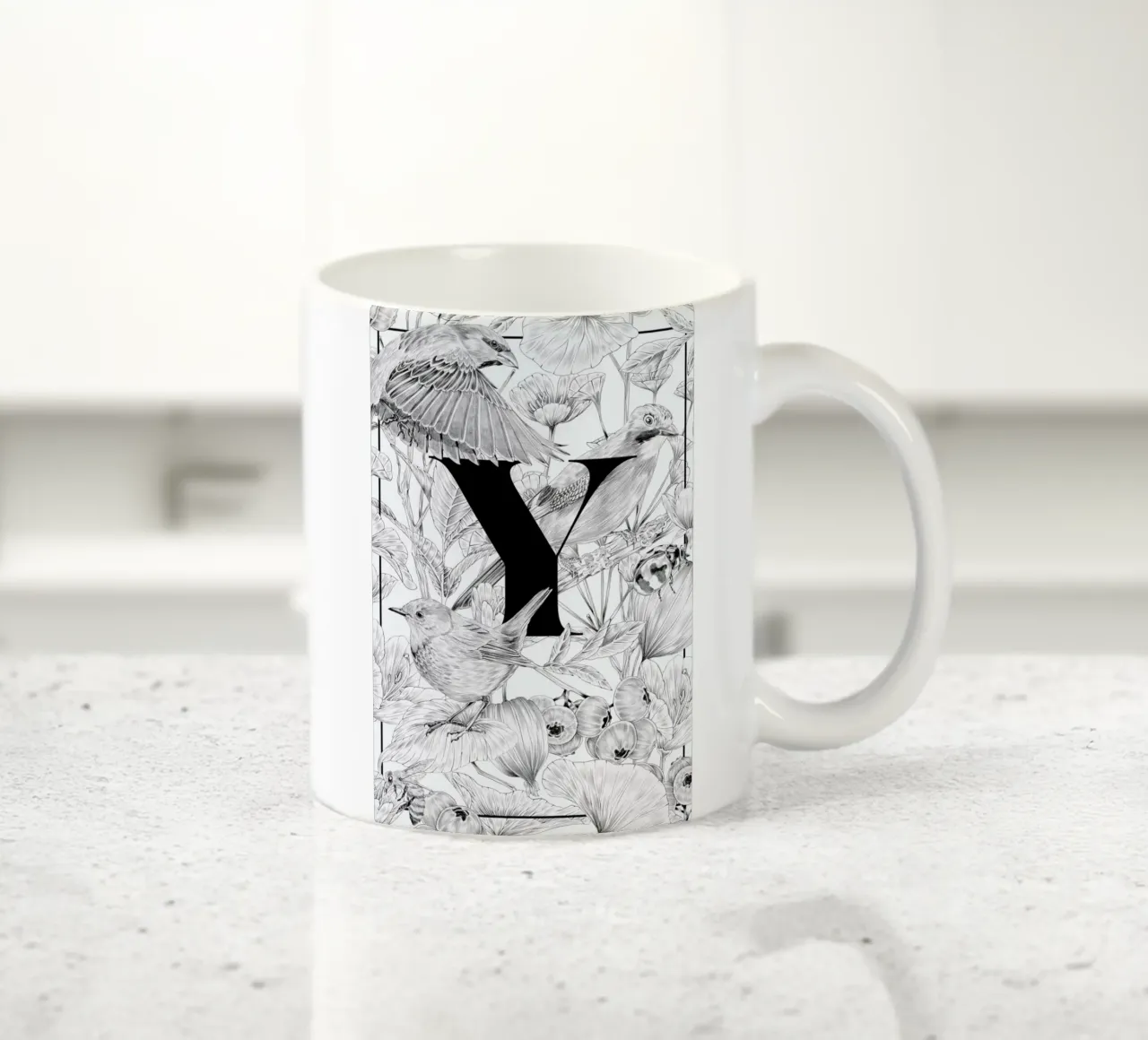 Floral Alphabet Y tazza in ceramica da Faunesque