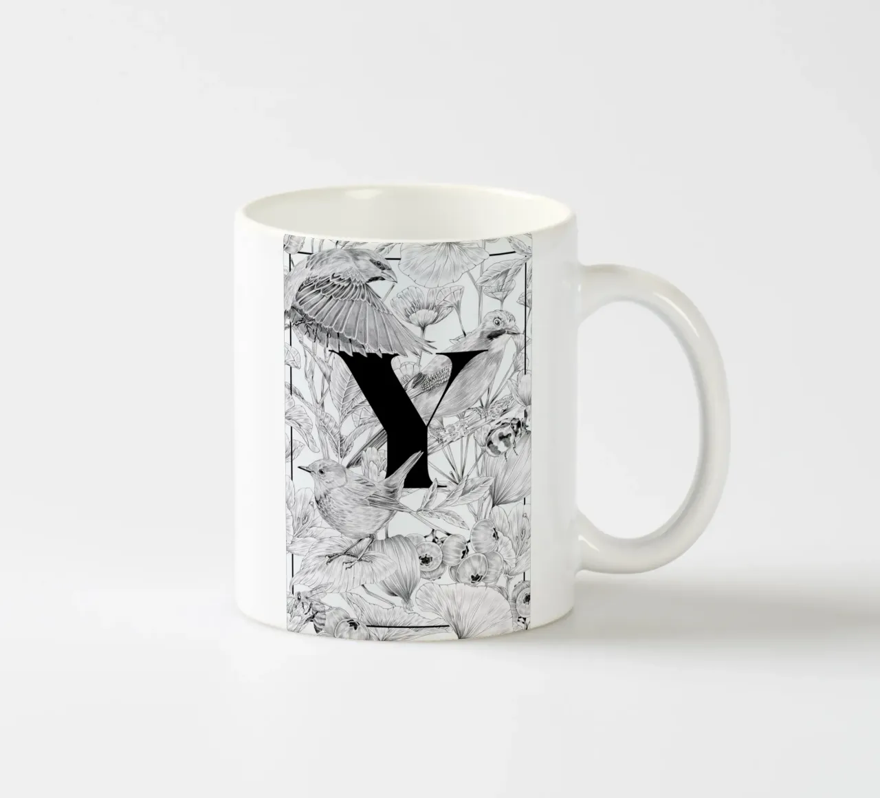 Floral Alphabet Y tazza in ceramica da Faunesque