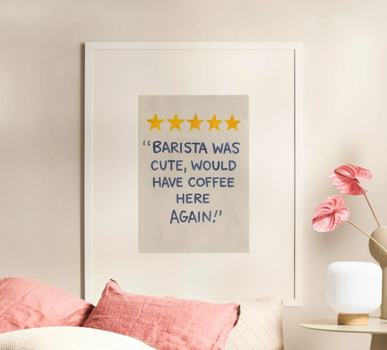 Barista nett würde Kaffee hier wieder haben Poster mit Kunststoffrahmen von onelove