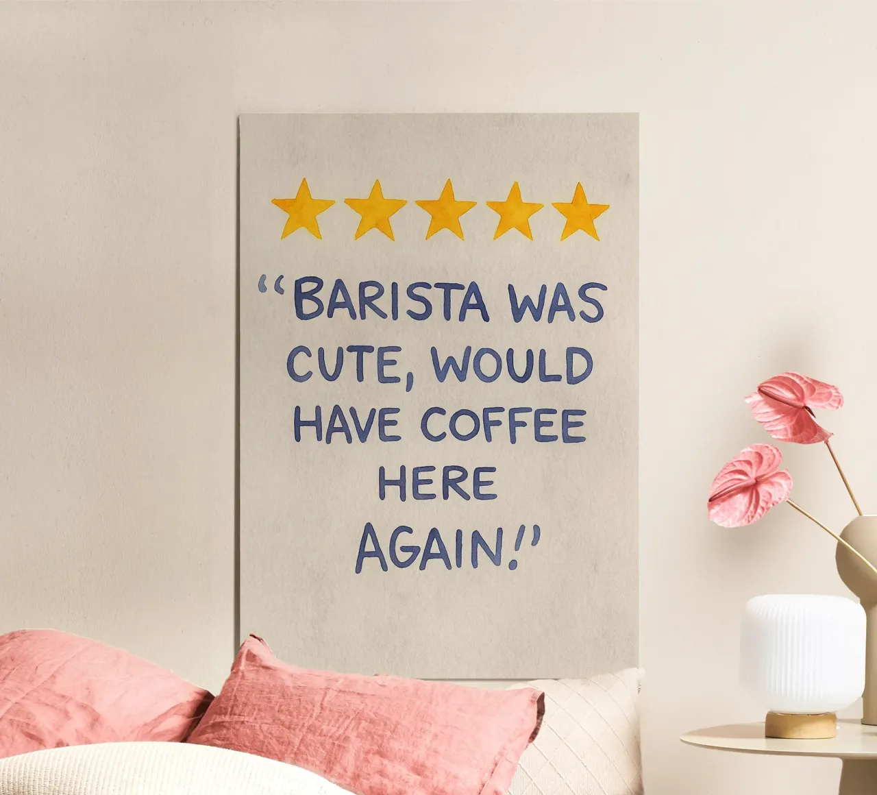 Barista nett würde Kaffee hier wieder haben Poster mit Kunststoffrahmen von onelove