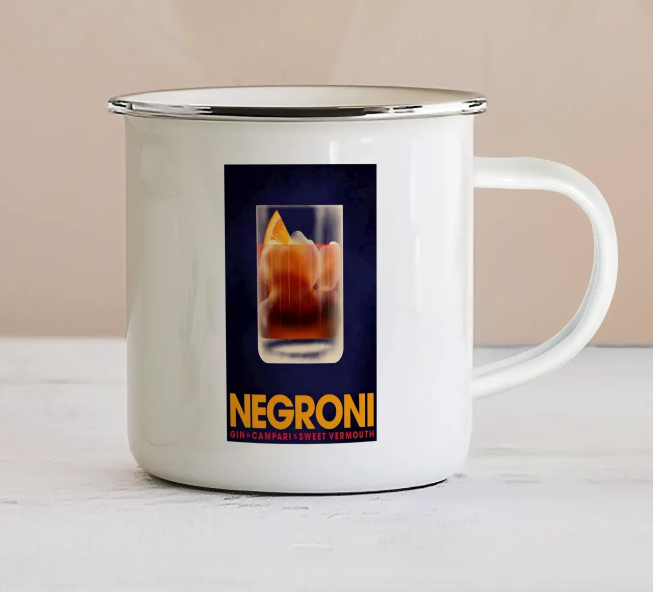 Negroni Gin, Campari e Vermouth dolce tazza in smalto da noahmiss