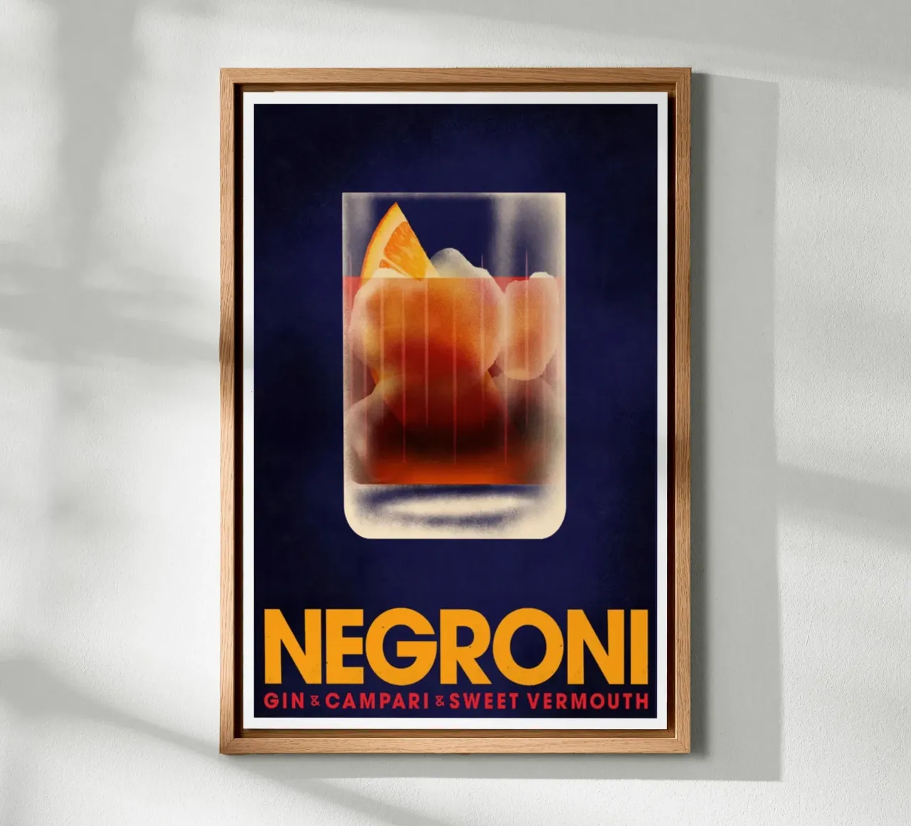 Negroni Gin, Campari e Vermouth dolce tela con Cornice a cassetta da noahmiss