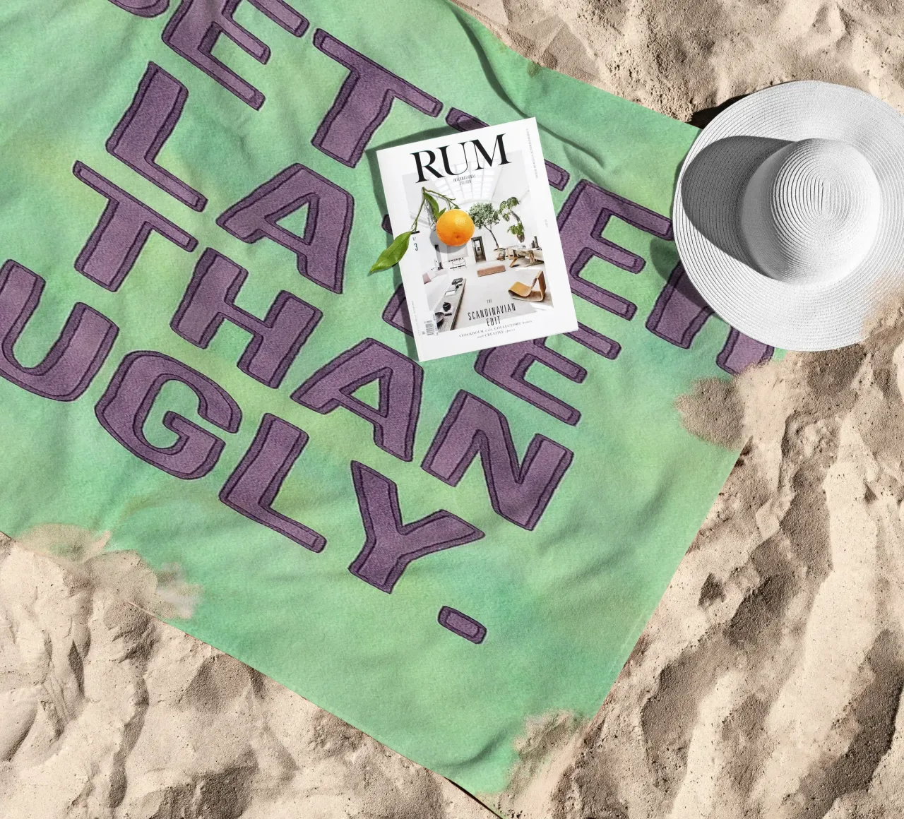 better late than ugly beach towel by onelove