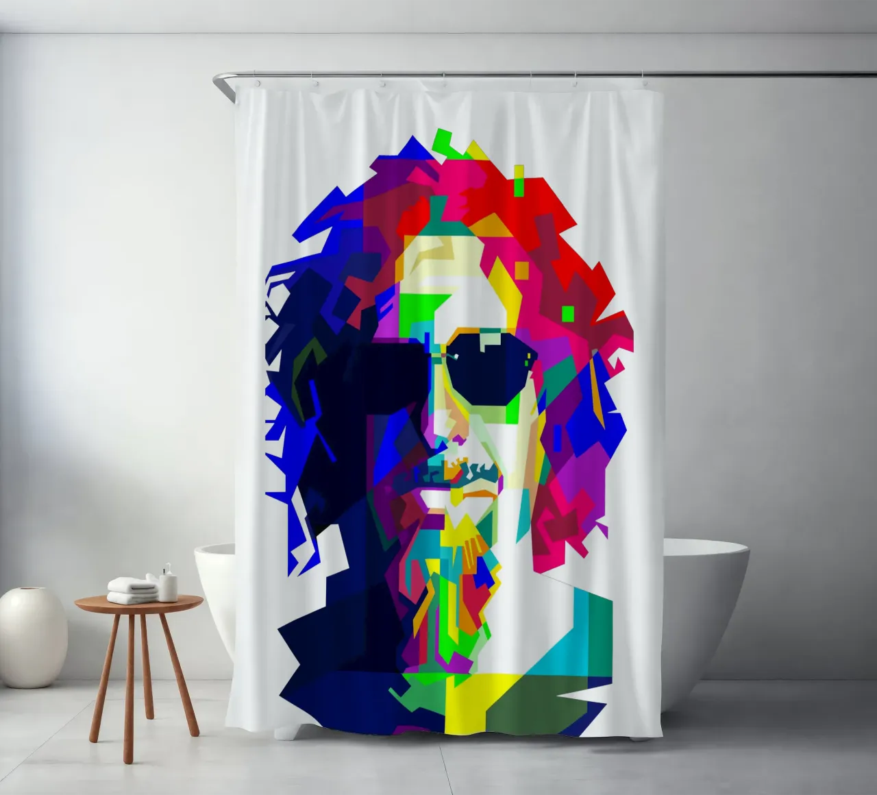 Sammy Hagar Red Rocker Illustrazione WPAP tenda da doccia da Artkreator