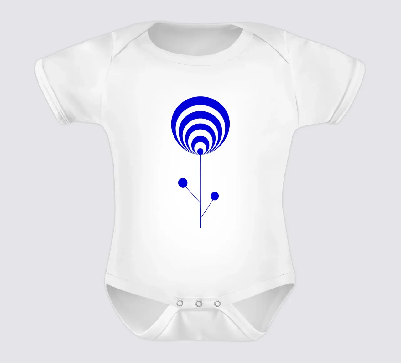 Fiore astratto blu e bianco, fiore lecca-lecca, geometrico body neonato maniche corte da Lilou Art