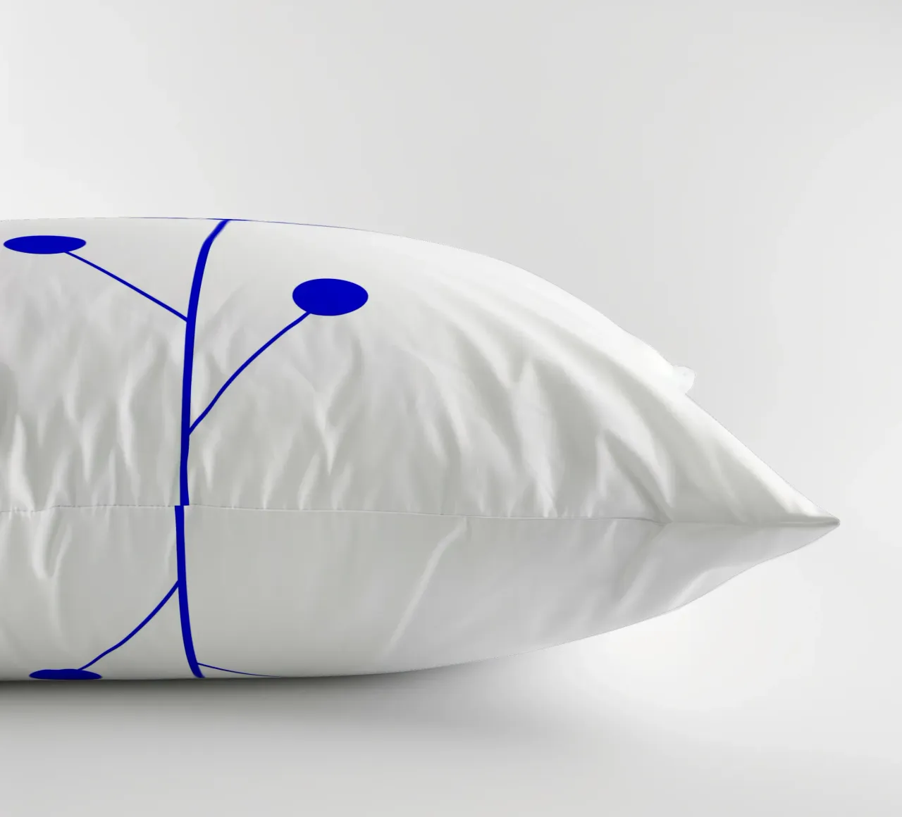 Blue and white abstract flower, lollipop flower, geometric decorative cushion by Lilou Art