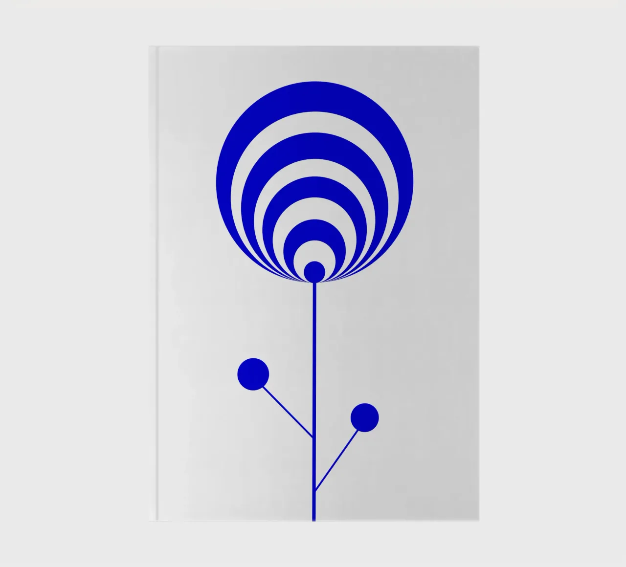 Blue and white abstract flower, lollipop flower, geometric notebook by Lilou Art