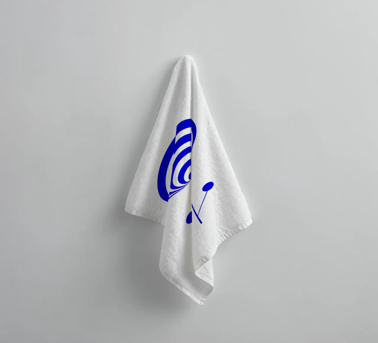 Blue and white abstract flower, lollipop flower, geometric towel by Lilou Art