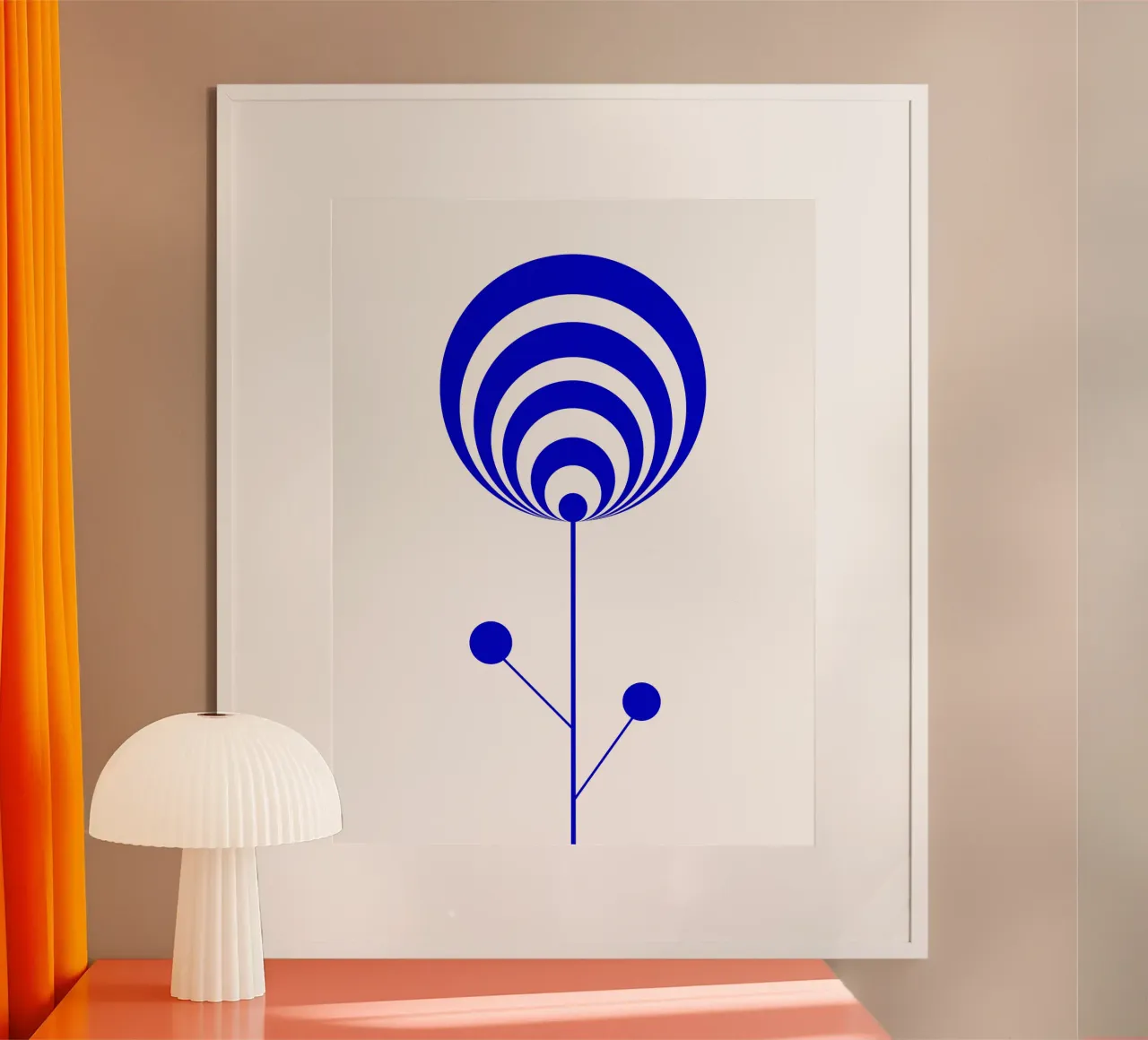 Blauwe en witte abstracte bloem, lollybloem, geometrisch hahnemühle van Lilou Art