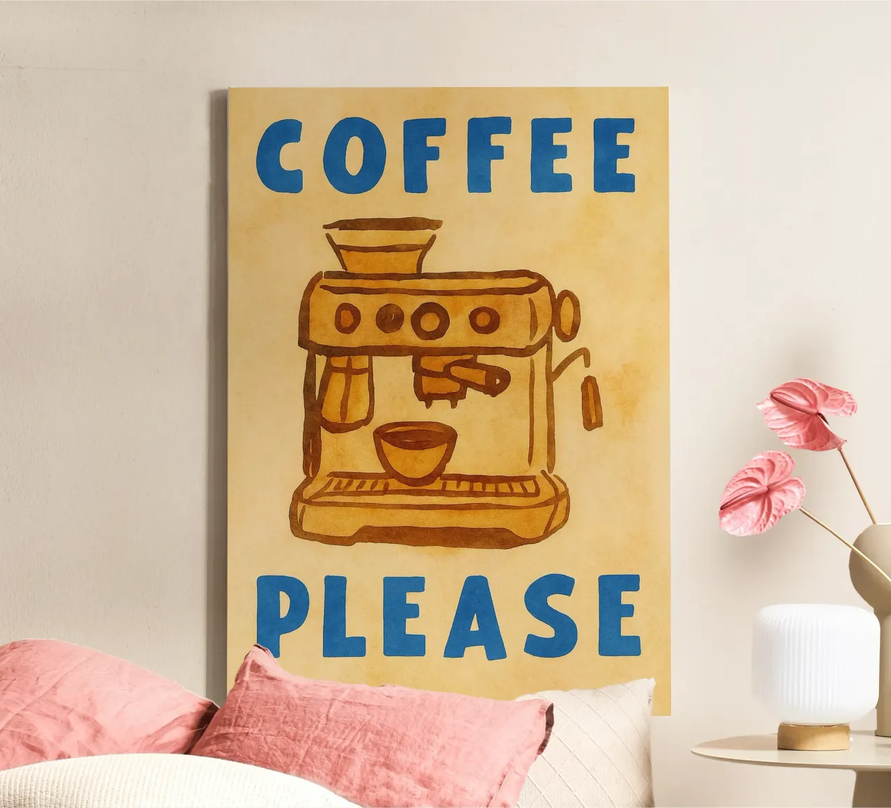 caffè per favore tela con Cornice a cassetta da onelove