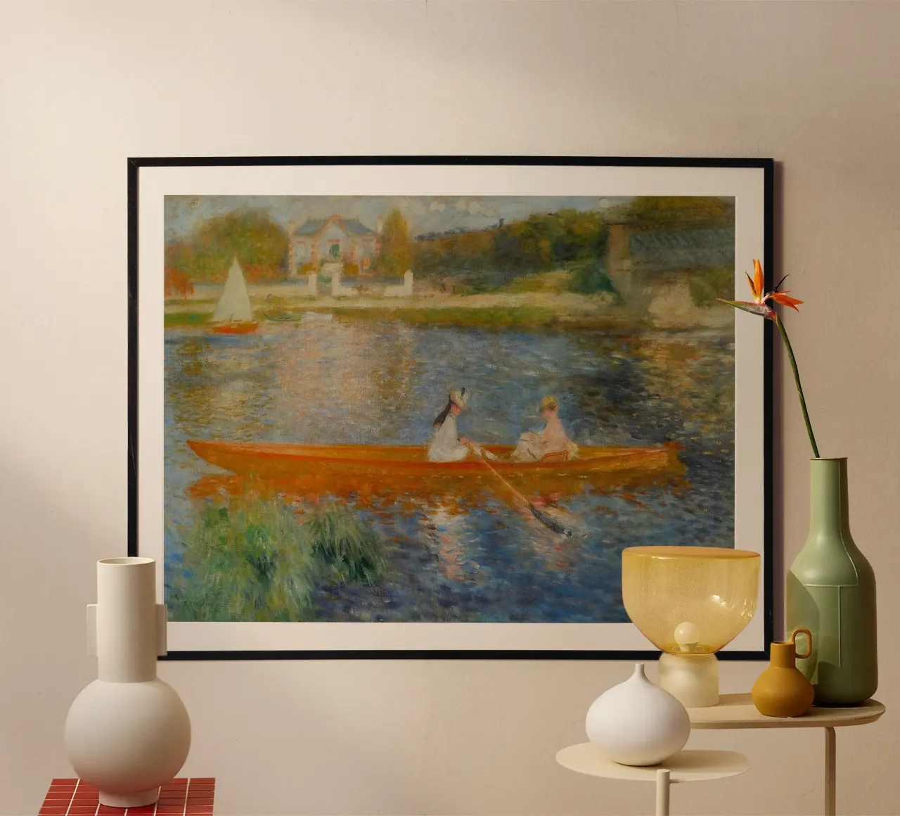 In barca sulla Senna - Pierre Auguste Renoir poster con telaio in plastica da masonday