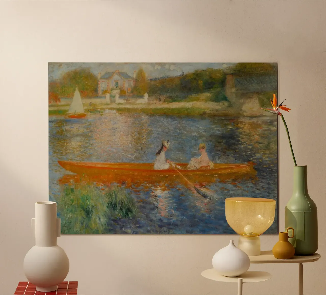 In barca sulla Senna - Pierre Auguste Renoir poster con telaio in plastica da masonday