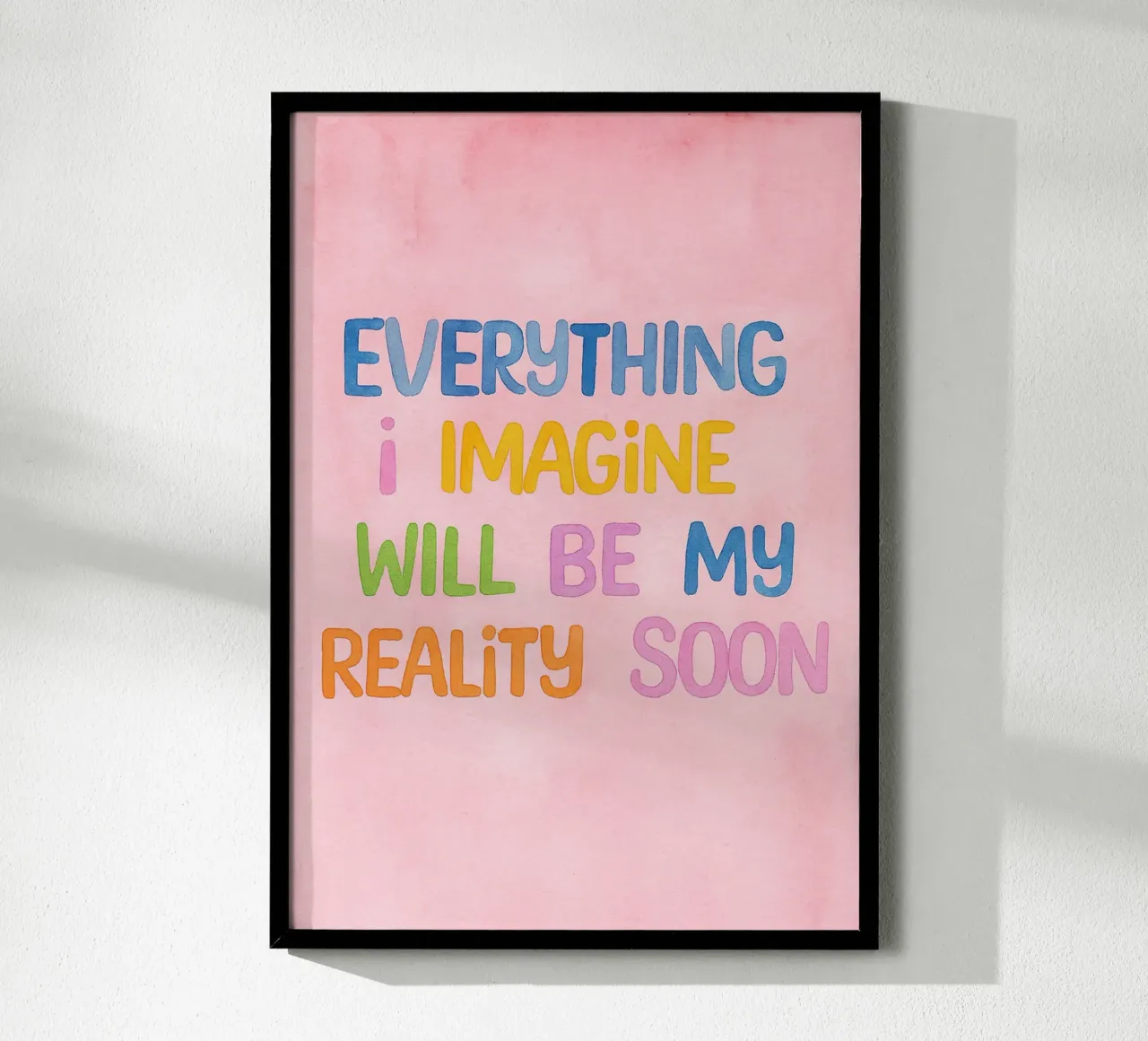 tutto ciò che immagino sarà presto la mia realtà poster con telaio in alluminio da onelove