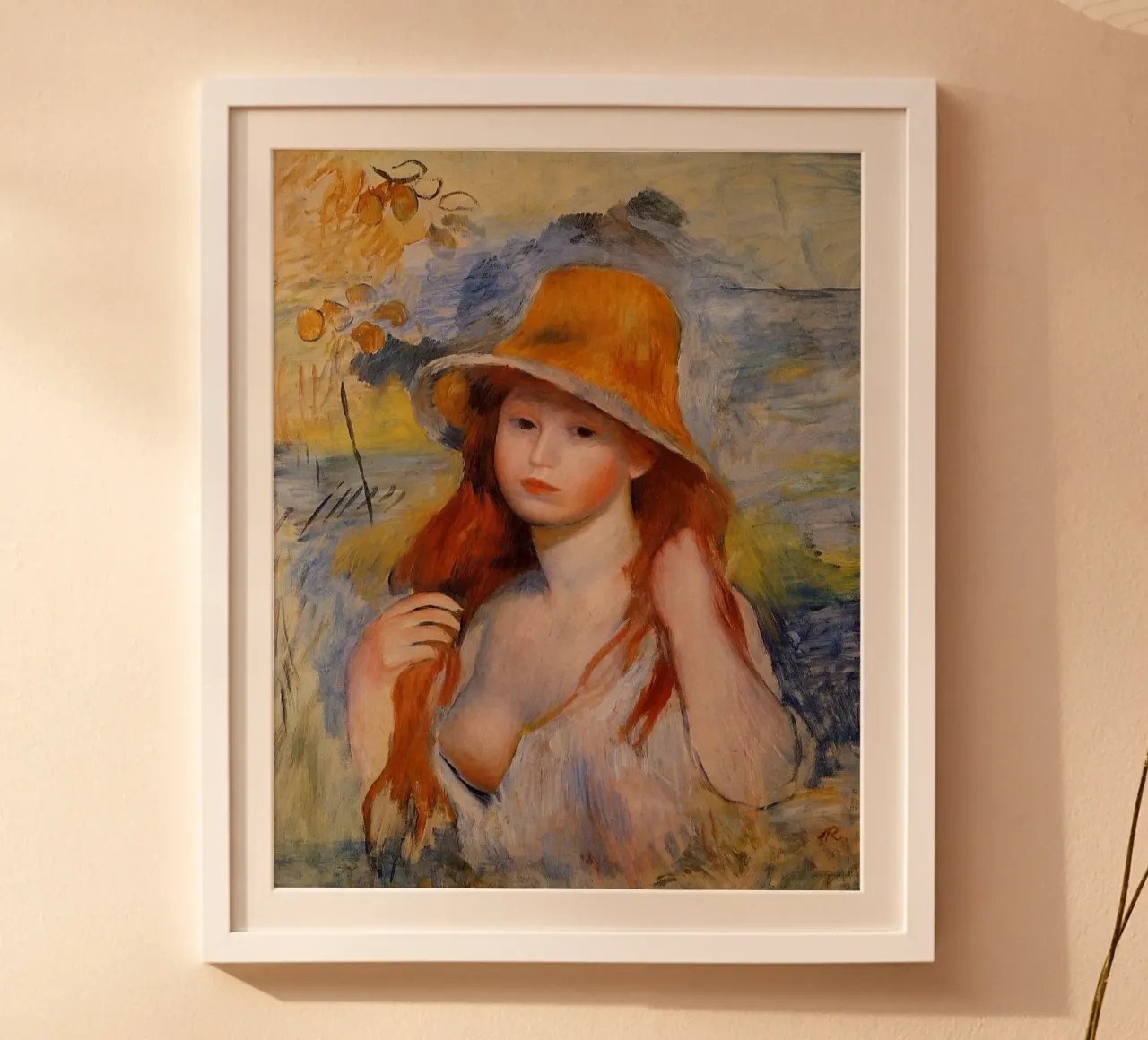 Jonge vrouw met strohoed - Pierre Auguste Renoir poster van masonday
