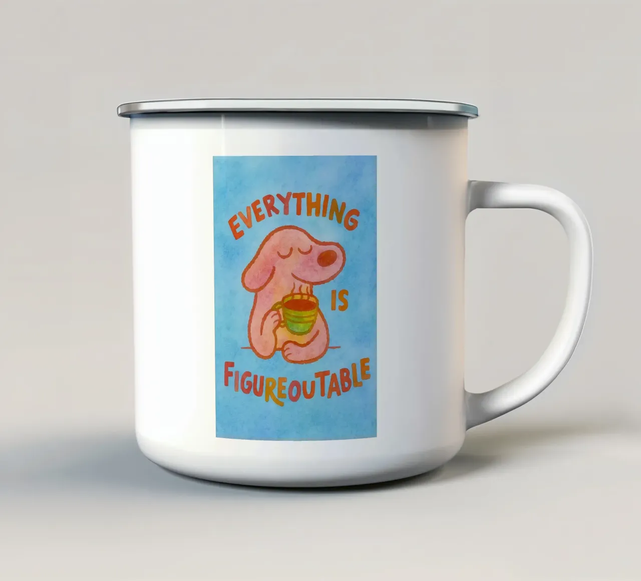 Todo es imaginable taza de esmalte de onelove