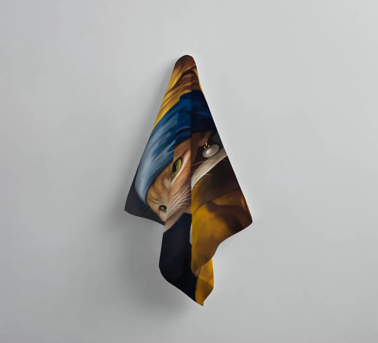Pearl Earring Renaissance Cat Girl towel by Fleur de Lys