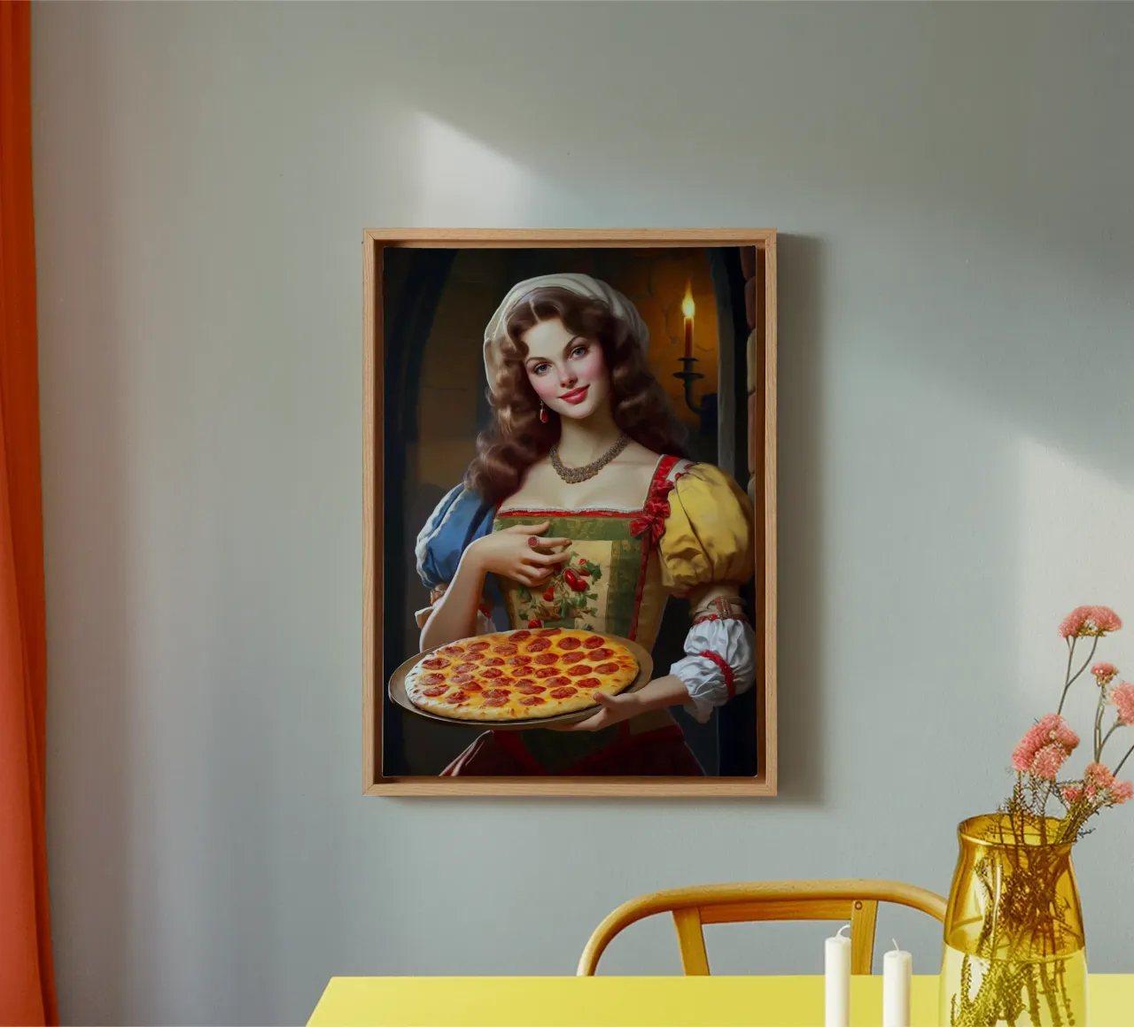 Medieval Pizza Maid tela con Cornice a cassetta da Fleur de Lys