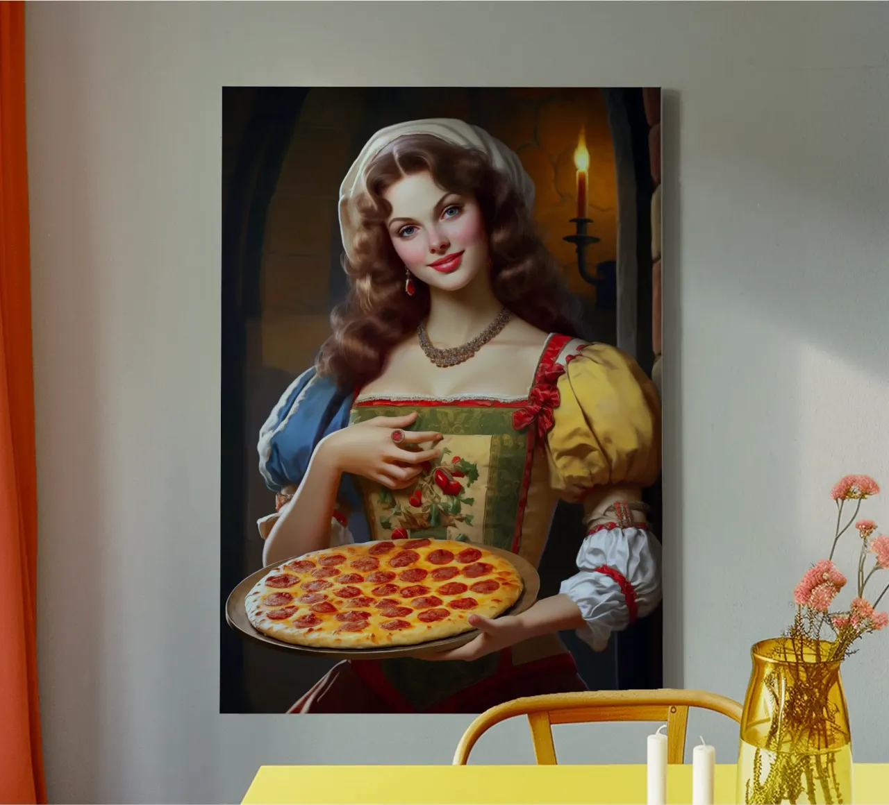 Medieval Pizza Maid tela con Cornice a cassetta da Fleur de Lys