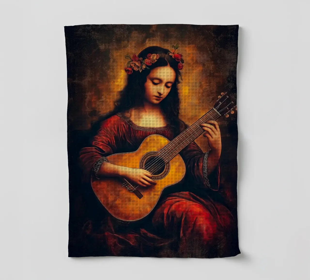 Monalisa Play Guitar canovaccio da cucina da Fleur de Lys