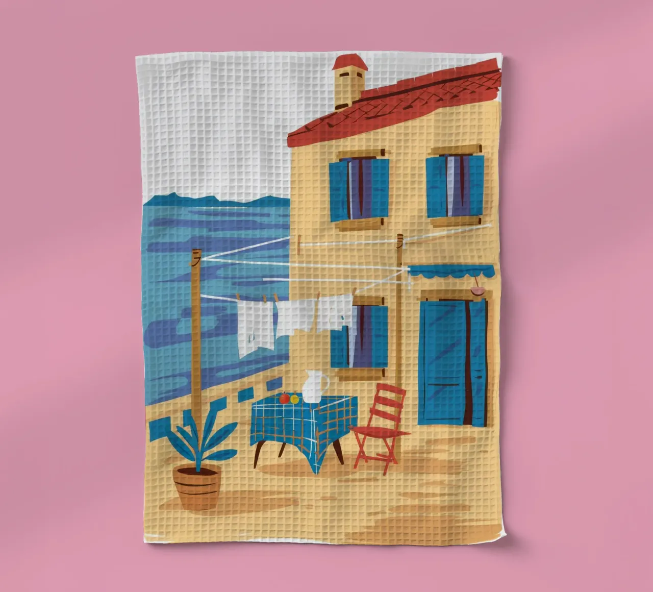 Caffè del mare giallo canovaccio da cucina da Muse Artworks