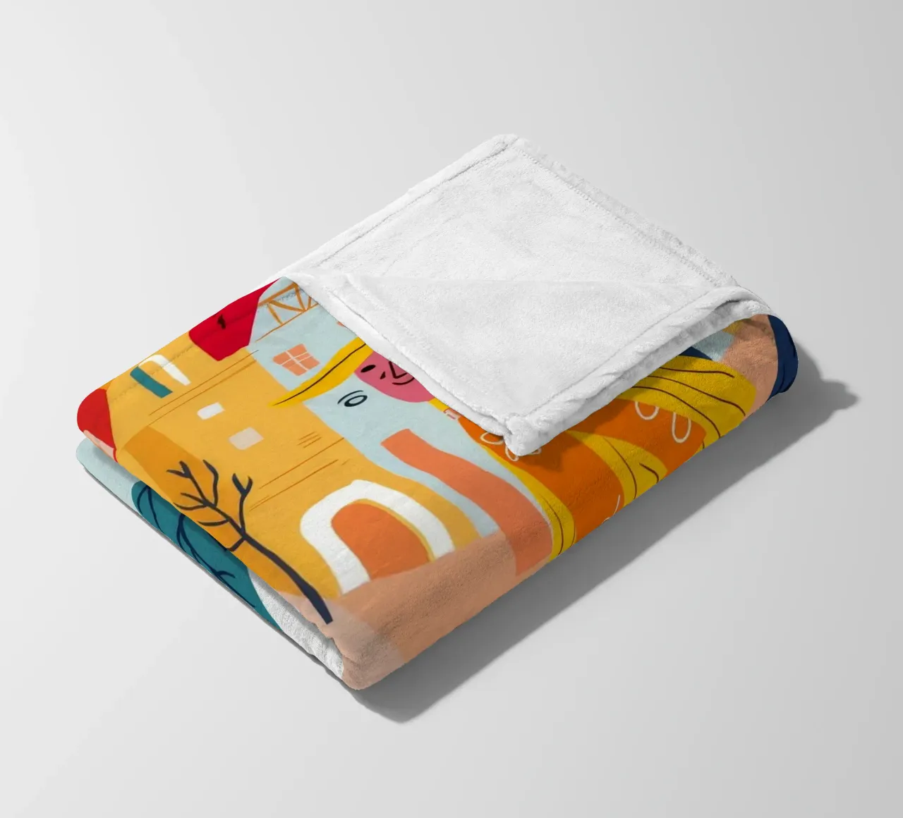 Walking Through Old Town fleece blanket by Muse Artworks