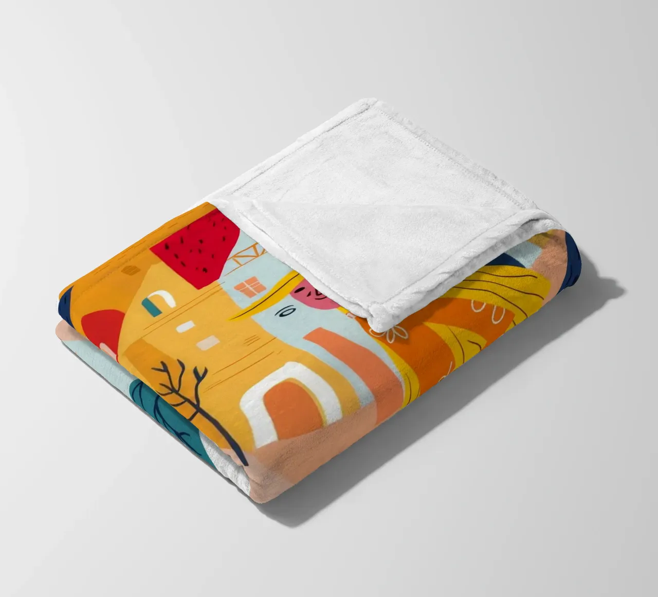 Walking Through Old Town fleece blanket by Muse Artworks