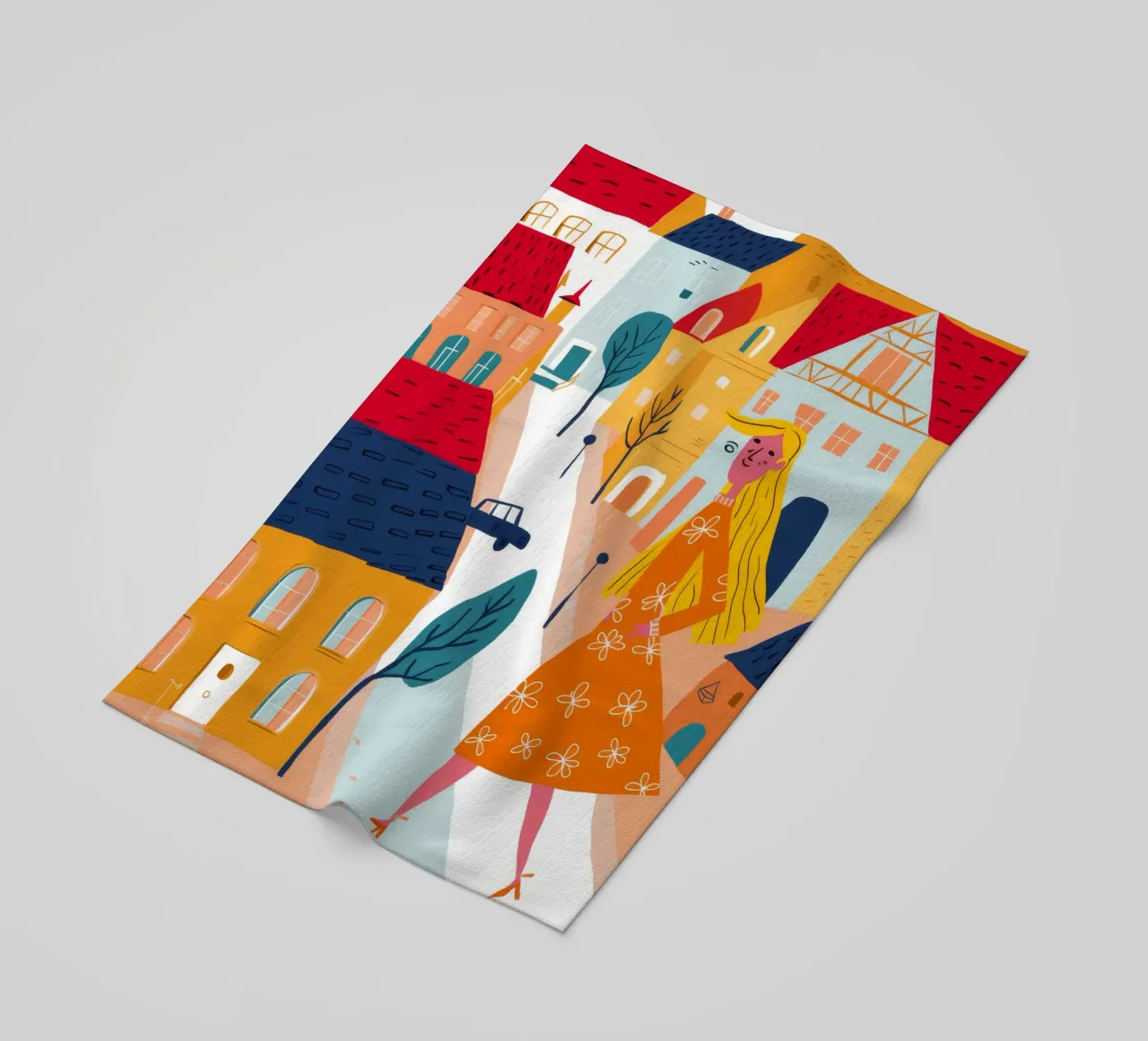 Passeggiata nel centro storico telo mare da Muse Artworks