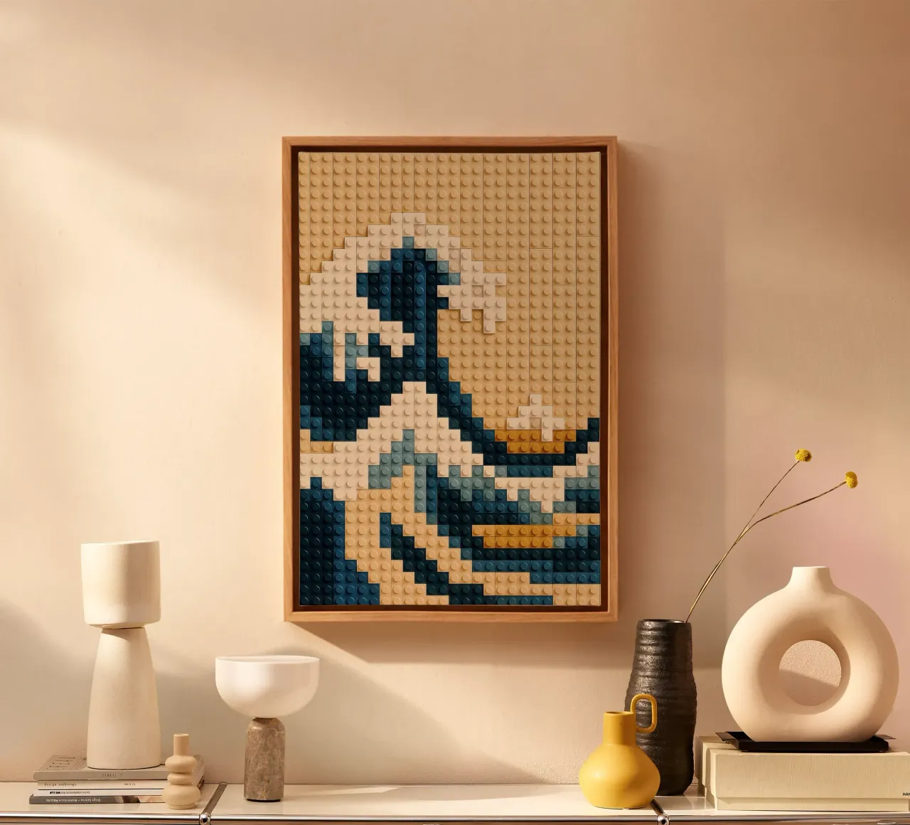 Onda di mattoni di Kanagawa tela con Cornice a cassetta da KUNSTstück