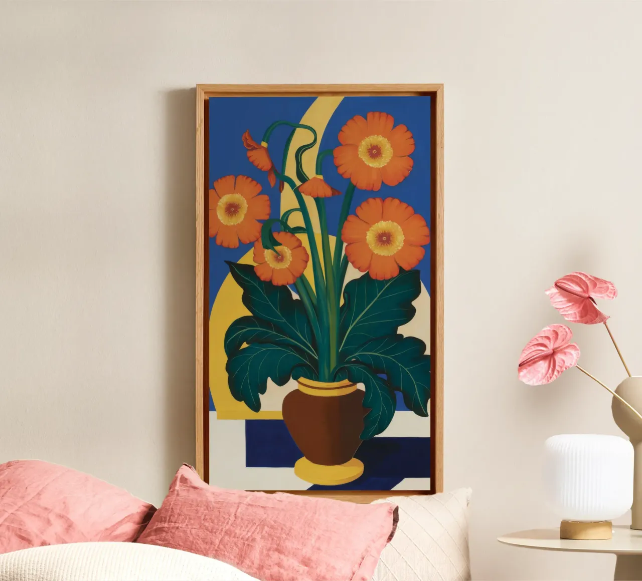 Girasoli in terracotta tela con Cornice a cassetta da Tiga Bersama
