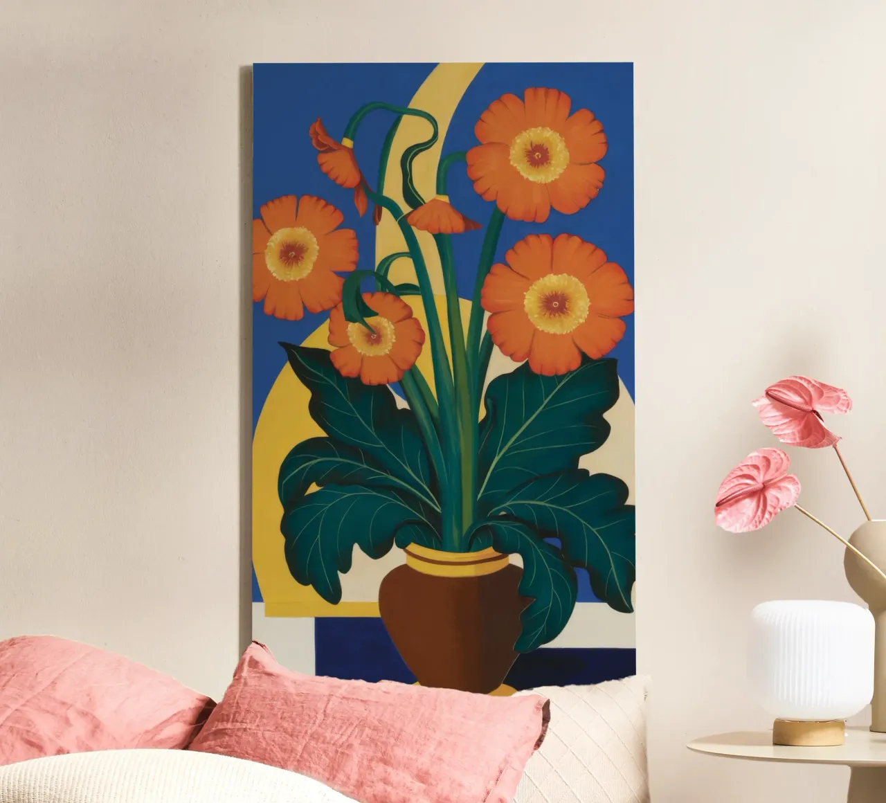 Girasoli in terracotta tela con Cornice a cassetta da Tiga Bersama