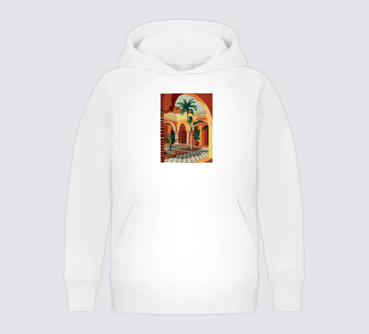 Tiled Courtyard Oasis kids hoodie by FadeAura