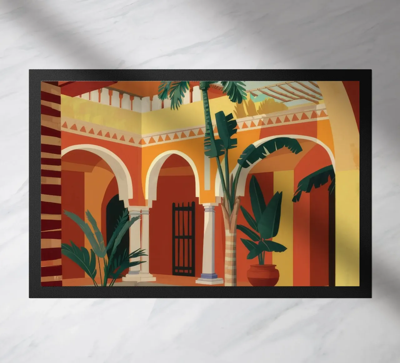 Tiled Courtyard Oasis doormat by FadeAura