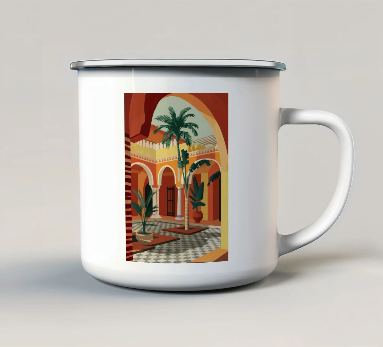 Oasi del cortile piastrellato tazza in smalto da FadeAura