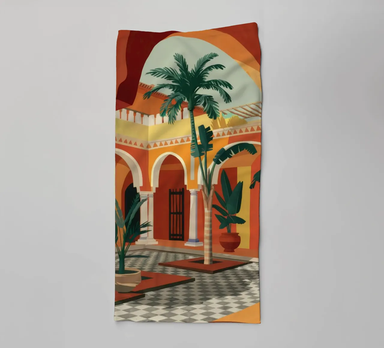 Tiled Courtyard Oasis towel by FadeAura
