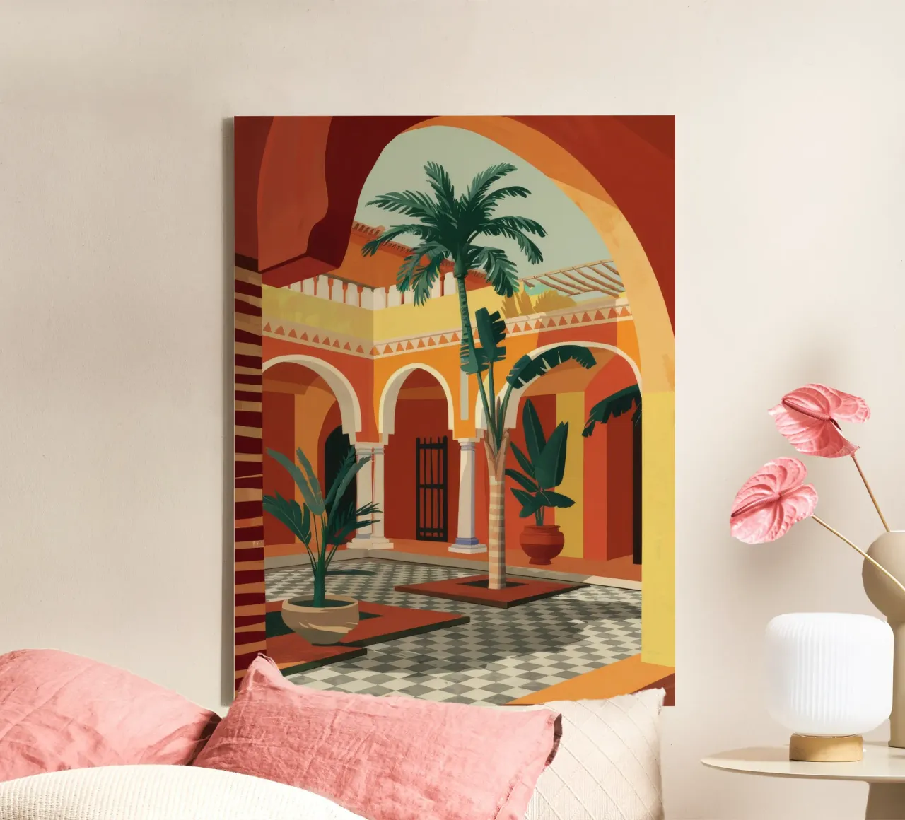 Tiled Courtyard Oasis canvas by FadeAura