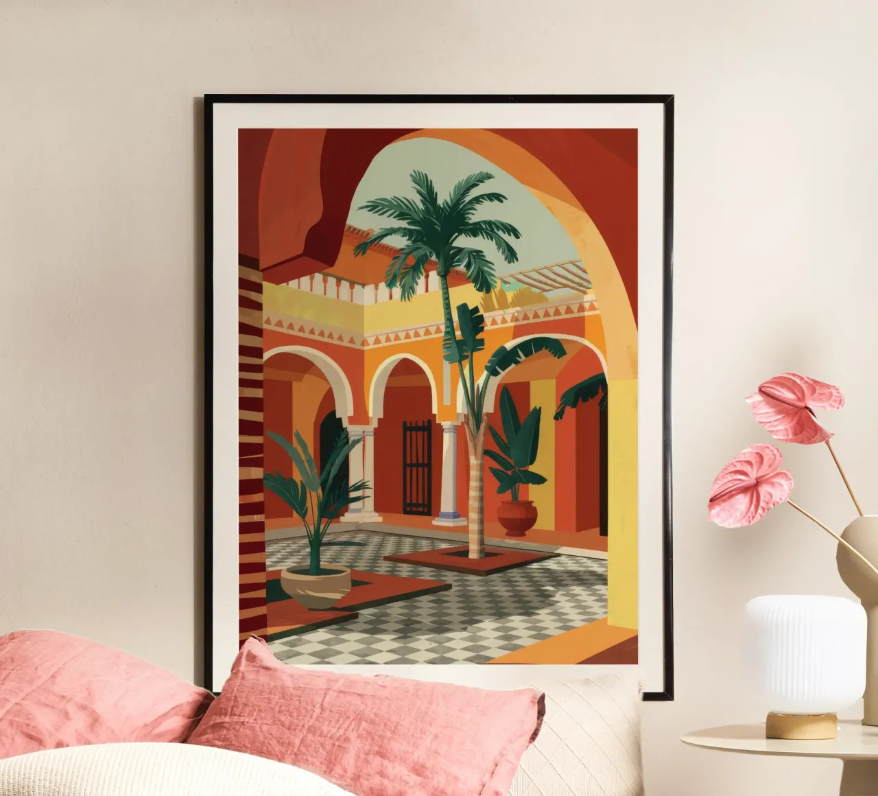 Oasi del cortile piastrellato poster da FadeAura