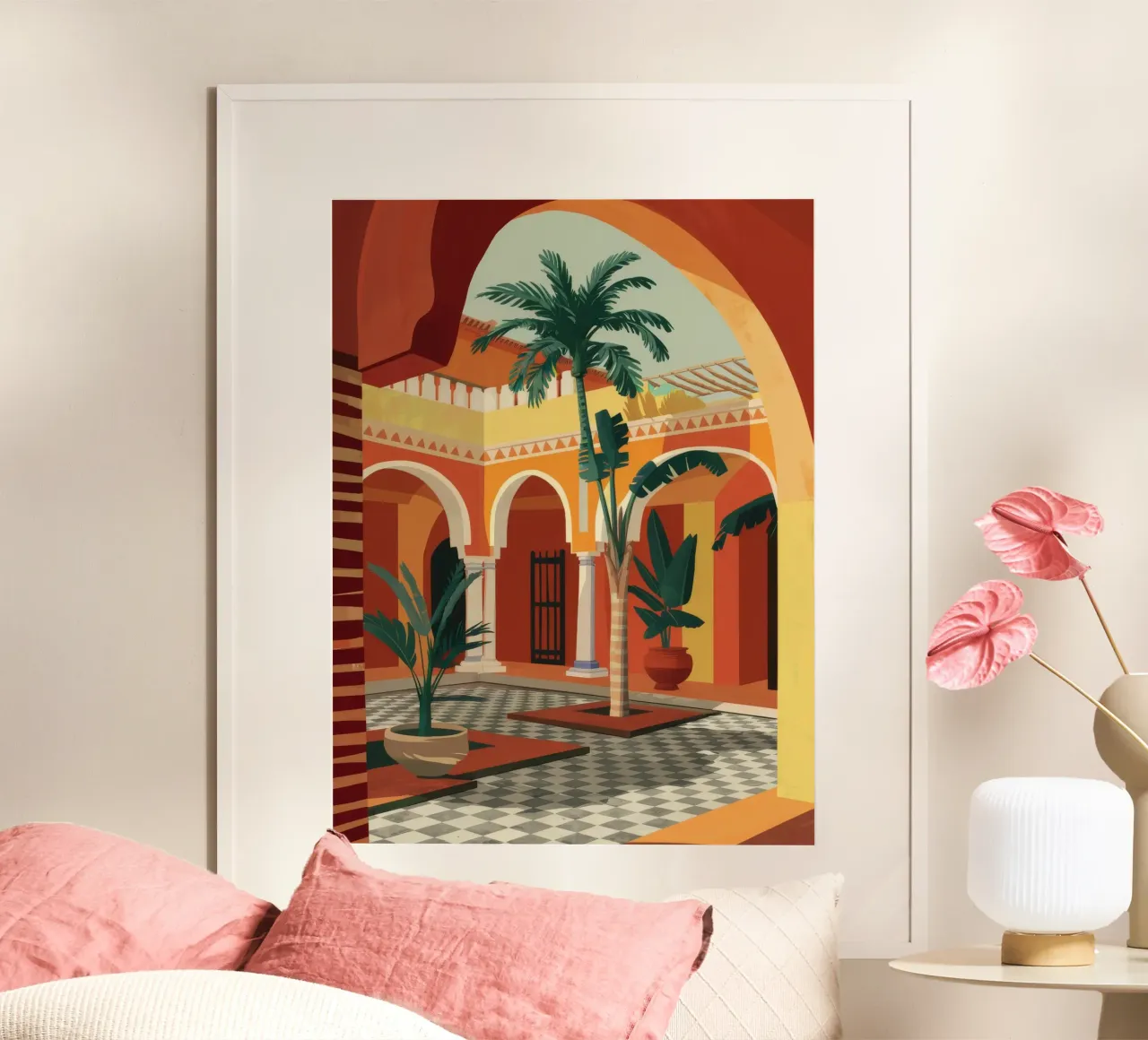 Oasi del cortile piastrellato poster da FadeAura