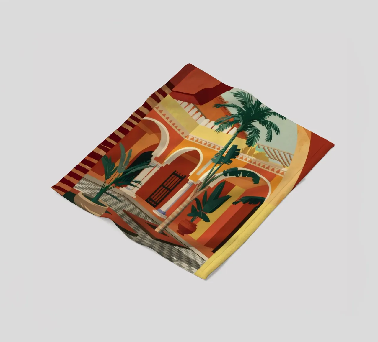 Tiled Courtyard Oasis fleece blanket by FadeAura