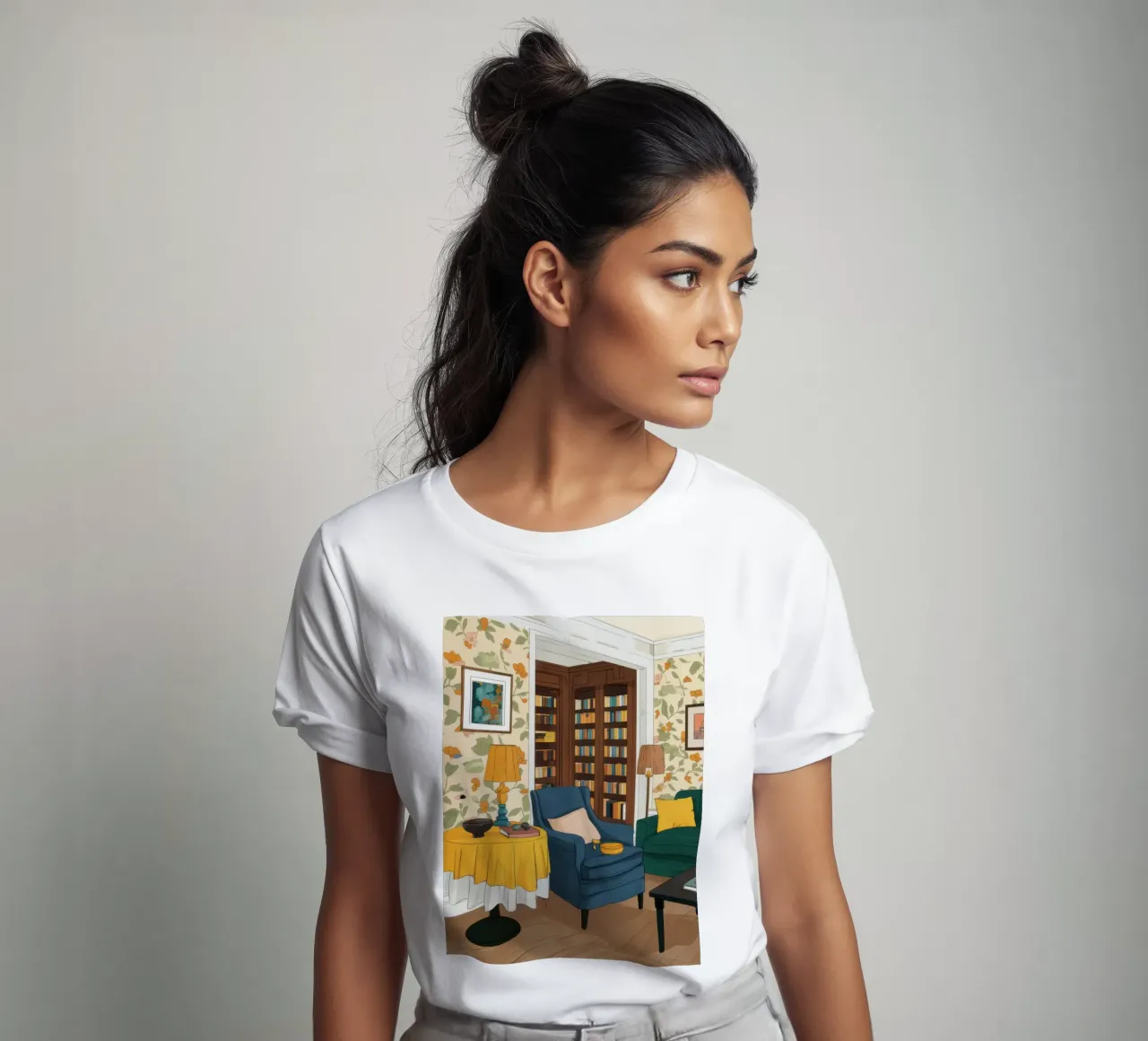 Sogno di una biblioteca in poltrona t-shirt da Haven Fantasy
