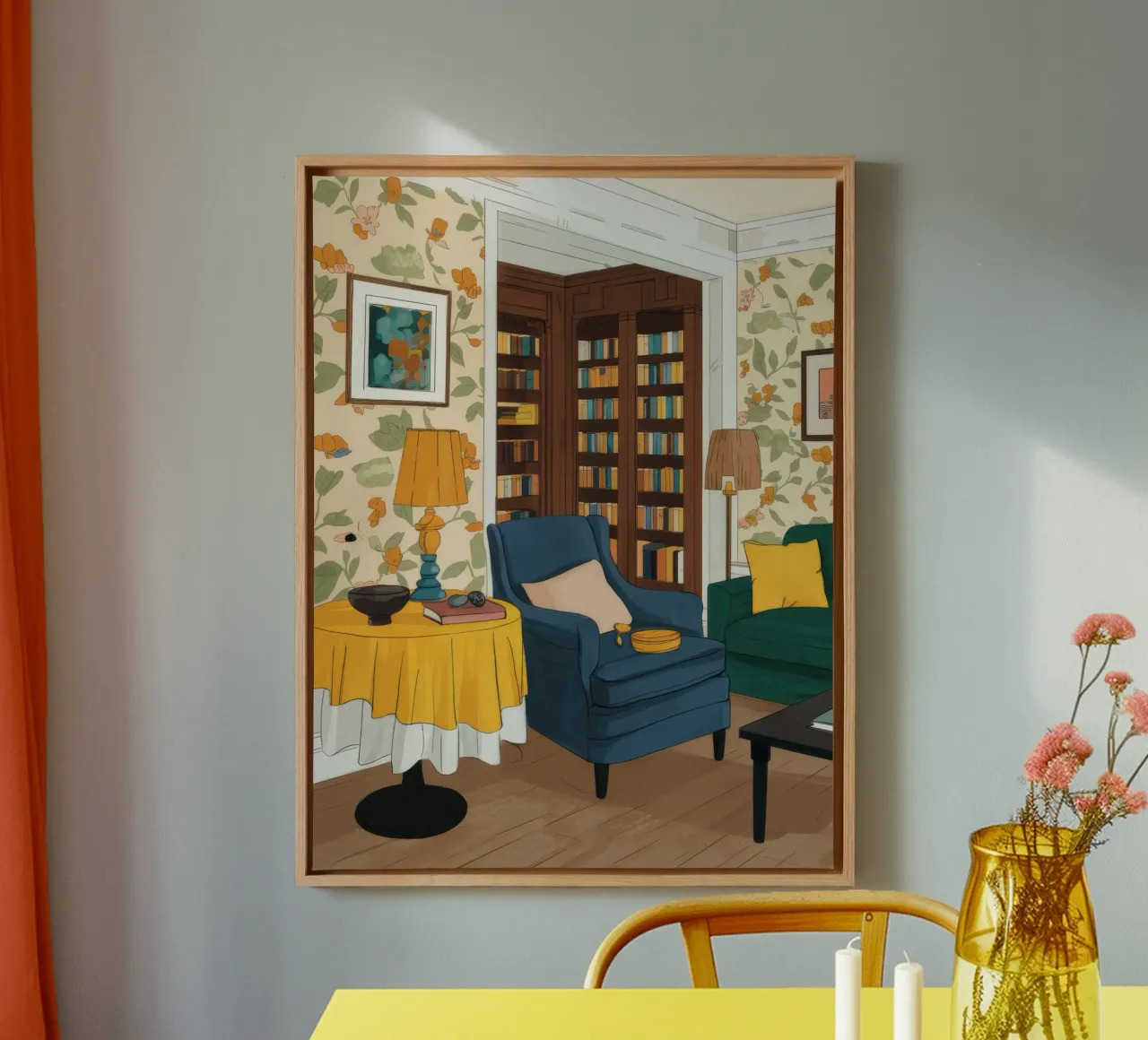 Sogno di una biblioteca in poltrona tela con Cornice a cassetta da Haven Fantasy