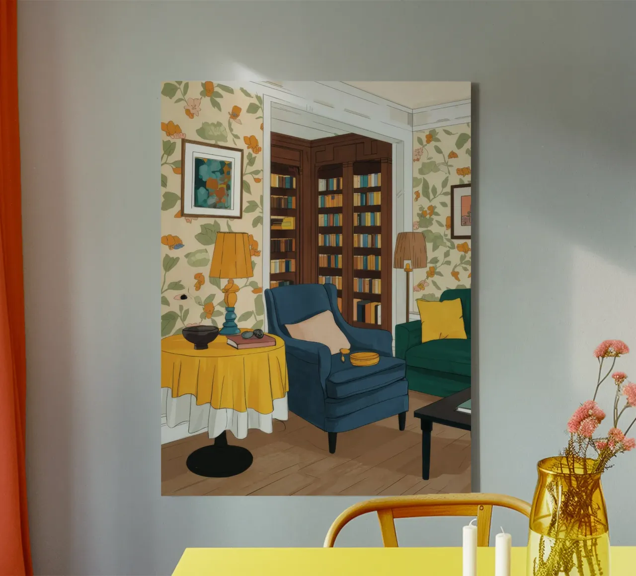 Sogno di una biblioteca in poltrona tela con Cornice a cassetta da Haven Fantasy