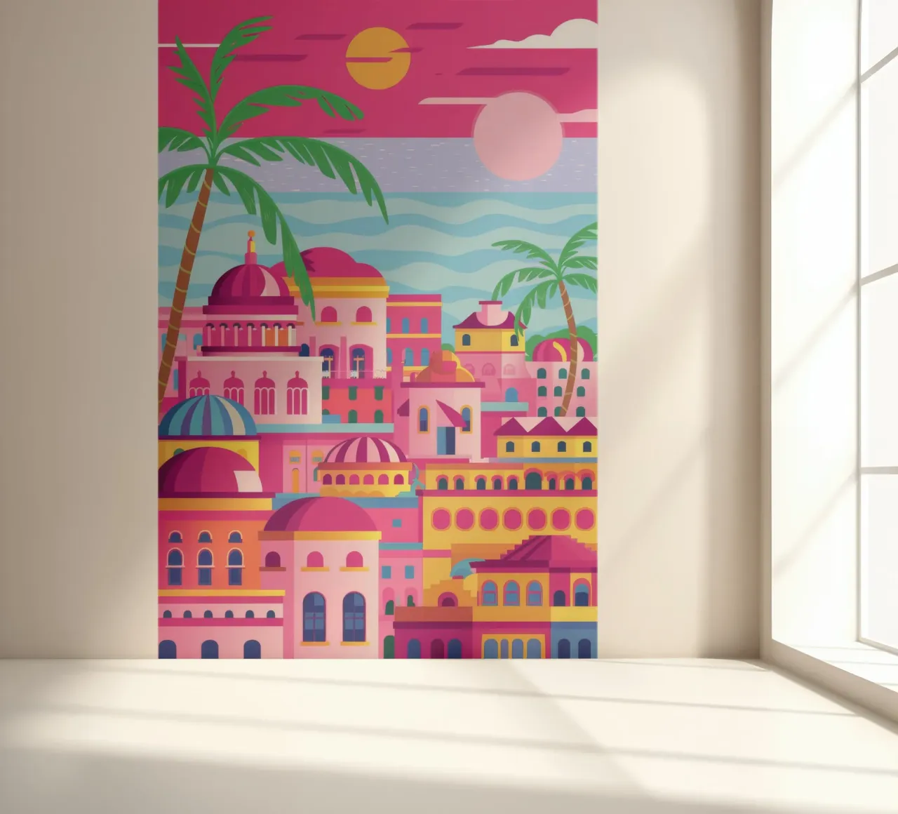 Pink Hilltop Town photo wallpaper by FadeAura