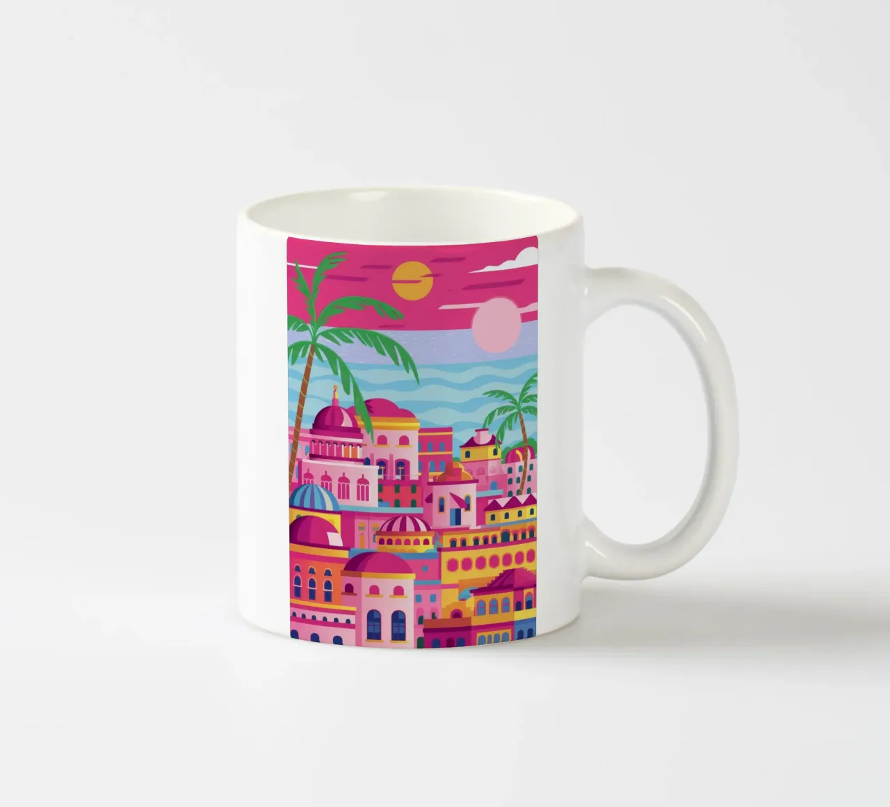 Città collinare rosa tazza in ceramica da FadeAura