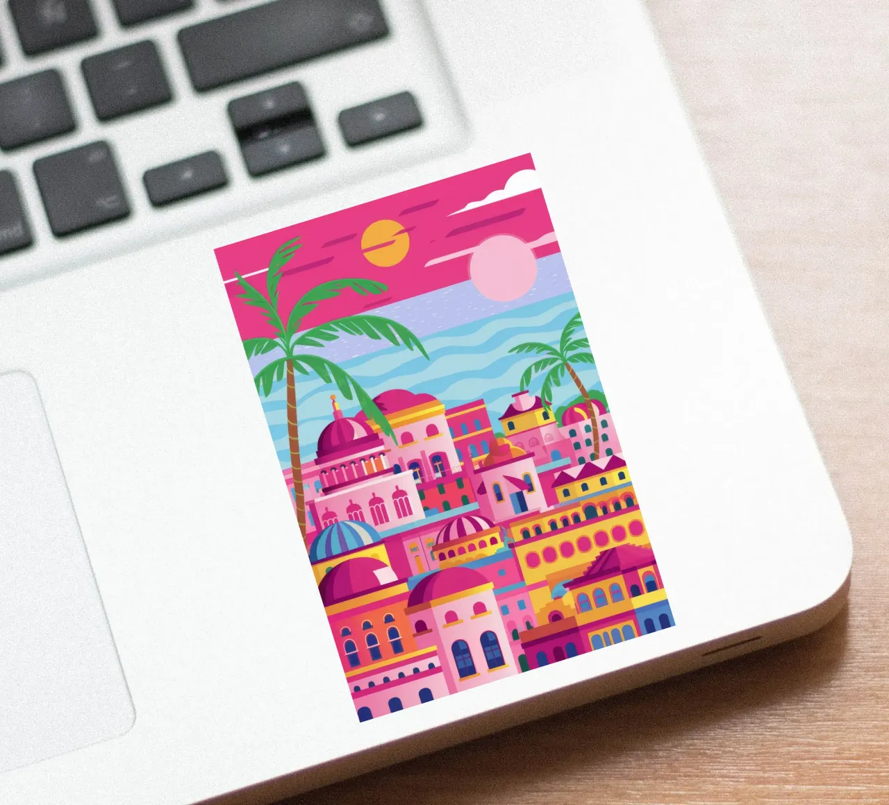 Pink Hilltop Town sticker by FadeAura