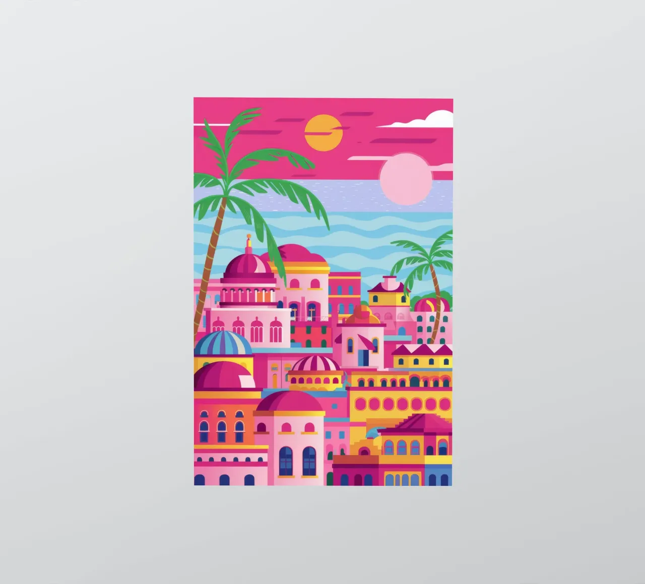 Pink Hilltop Town sticker by FadeAura