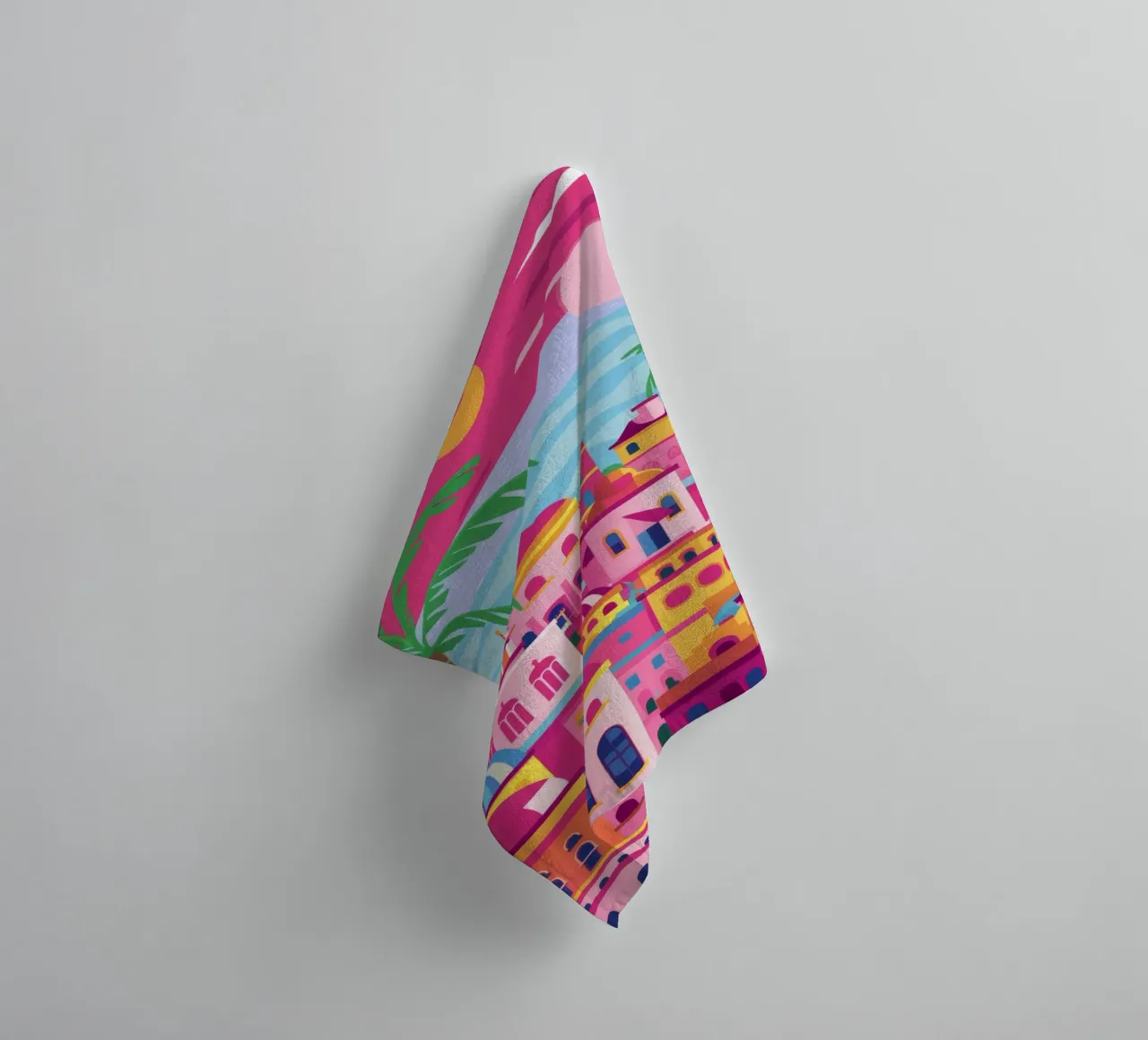 Pink Hilltop Town towel by FadeAura