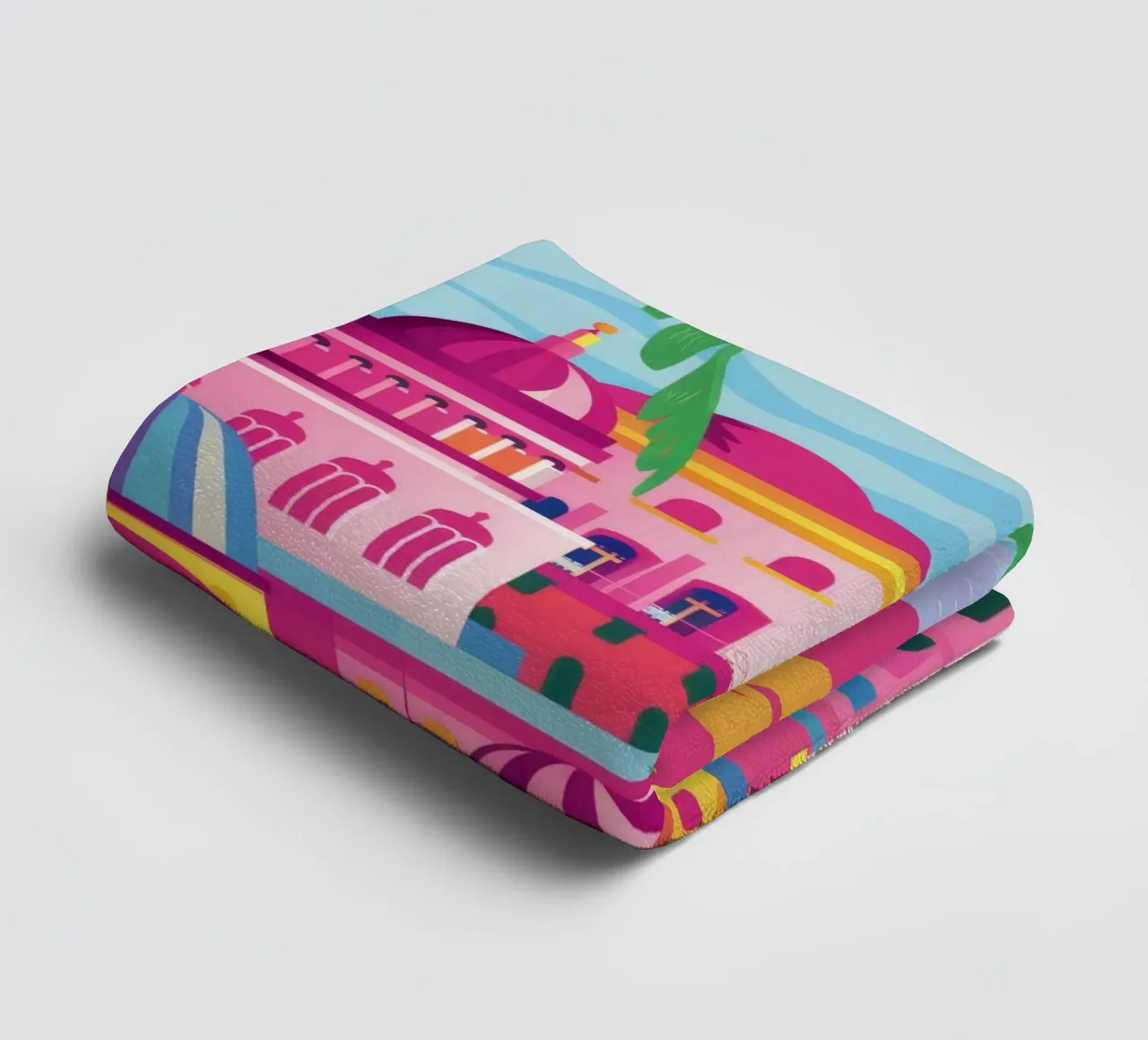 Pink Hilltop Town towel by FadeAura