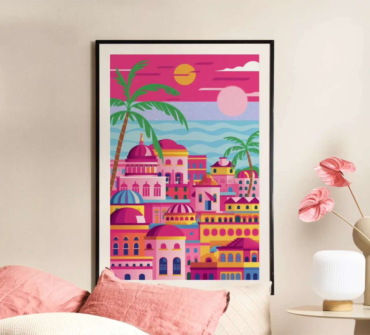 Città collinare rosa carta hahnemühle da FadeAura